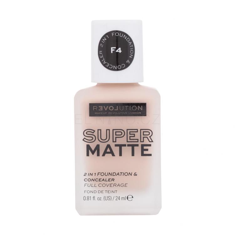 Revolution Relove Super Matte 2 in 1 Foundation &amp; Concealer Make-up pro ženy 24 ml Odstín F4
