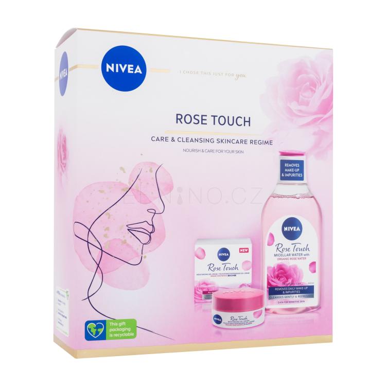 Nivea Rose Touch Care &amp; Cleansing Skincare Regime Dárková kazeta denní pleťový gel-krém Rose Touch 50 ml + micelární voda Rose Touch 400 ml