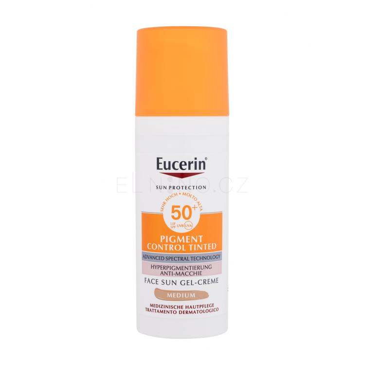 Eucerin Sun Protection Pigment Control Tinted Gel-Cream SPF50+ Opalovací přípravek na obličej pro ženy 50 ml Odstín Medium