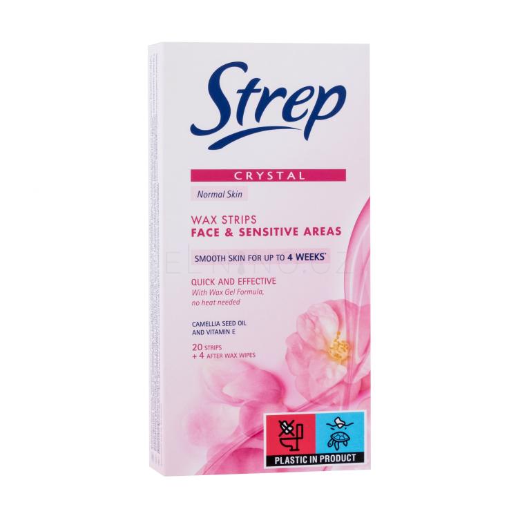 Strep Crystal Wax Strips Face &amp; Sensitive Areas Normal Skin Depilační přípravek pro ženy 20 ks
