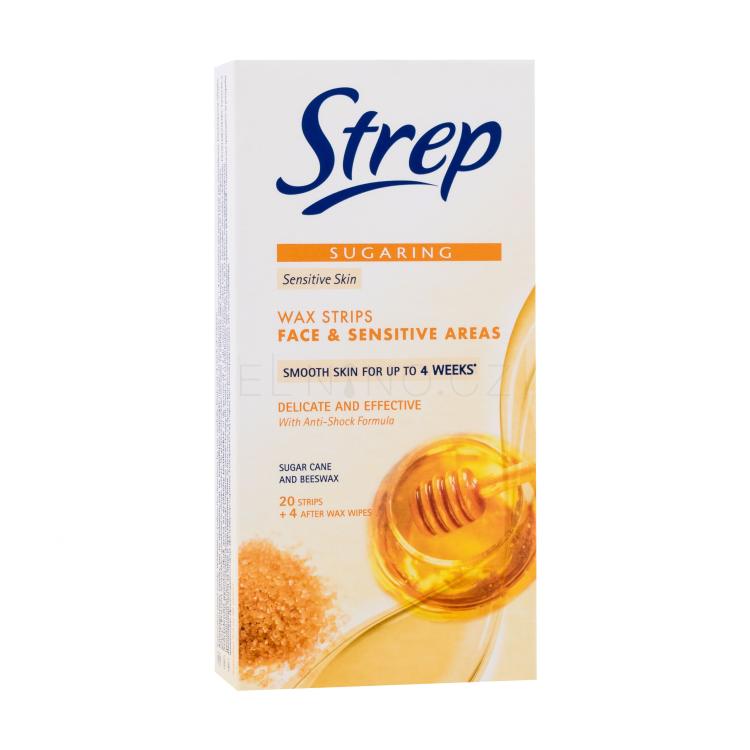 Strep Sugaring Wax Strips Face &amp; Sensitive Areas Sensitive Skin Depilační přípravek pro ženy 20 ks