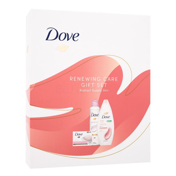 Dove Renewing Care Gift Set Dárková kazeta sprchový gel Renewing Glow Shower Gel 250 ml + tuhé mýdlo Pink Beauty Cream Bar 90 g + antiperspirant  Powder Soft 150 ml
