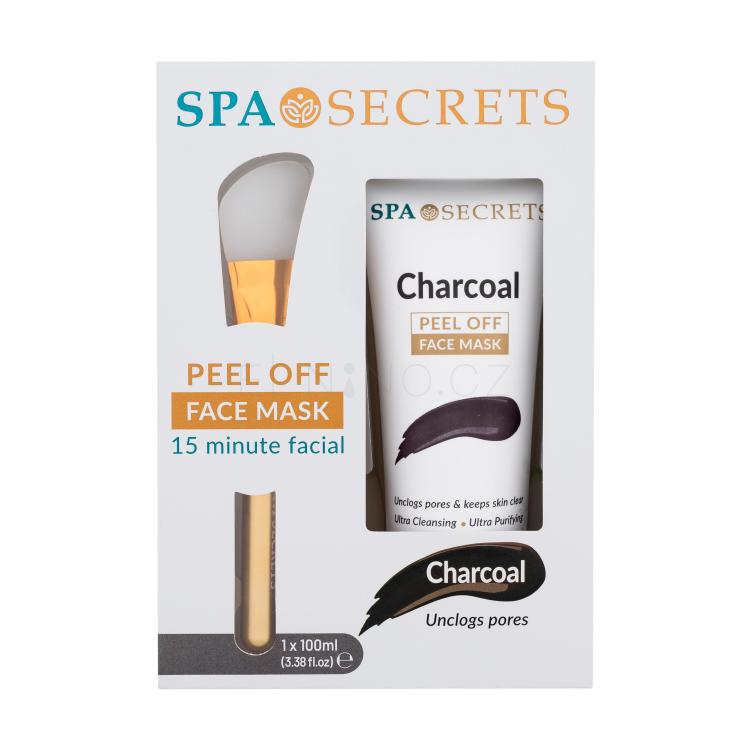 Xpel Spa Secrets Charcoal Peel Off Face Mask Dárková kazeta pleťová maska Spa Secrets Charcoal Peel Off 100 ml + aplikátor