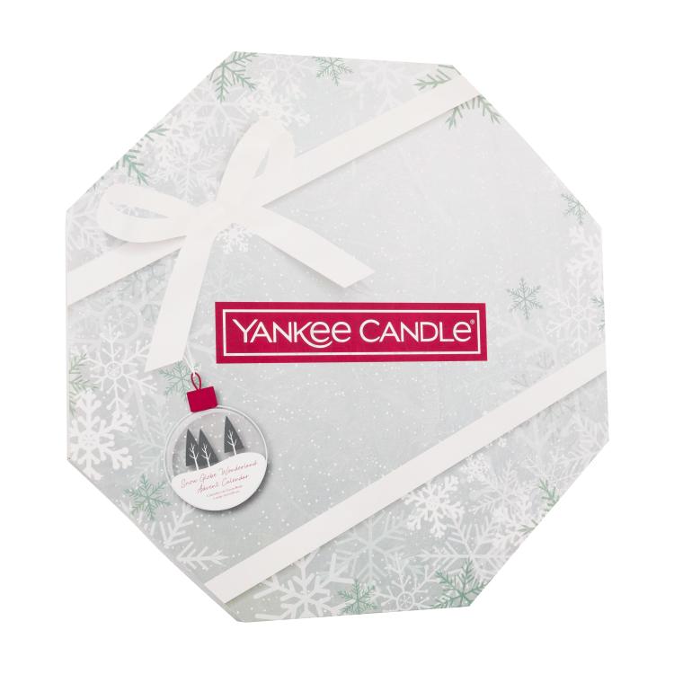 Yankee Candle Snow Globe Wonderland Advent Calendar Dárková kazeta čajová svíčka 24 x 9,8 g + svícen na čajovou svíčku