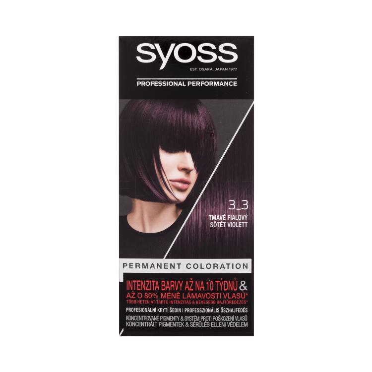 Syoss Permanent Coloration Barva na vlasy pro ženy 50 ml Odstín 3-3 Dark Violet