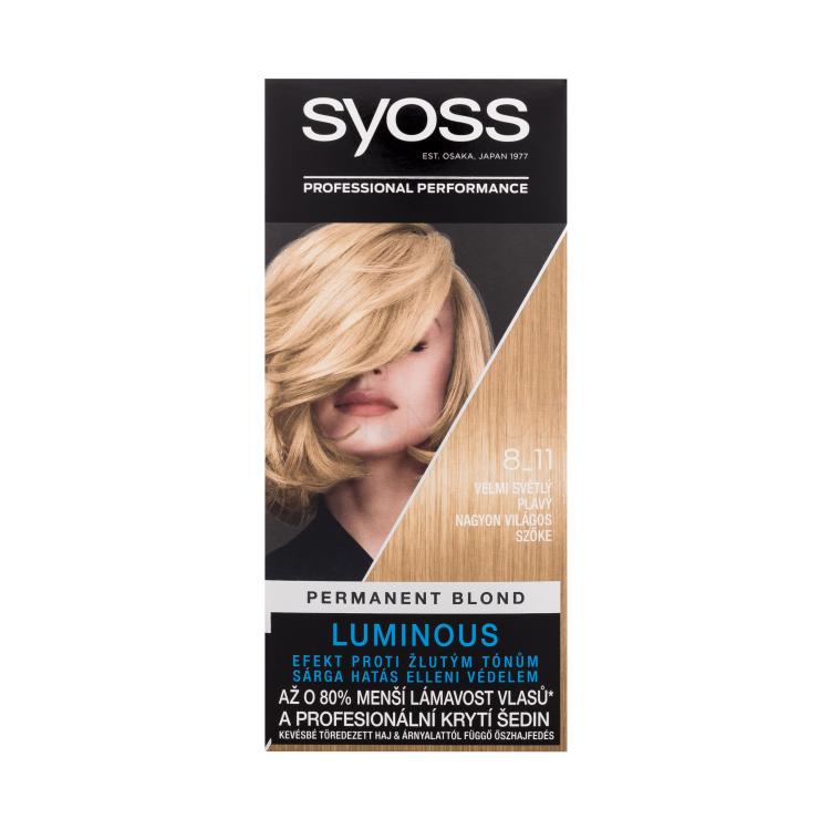 Syoss Permanent Coloration Permanent Blond Barva na vlasy pro ženy 50 ml Odstín 8-11 Very Light Blond
