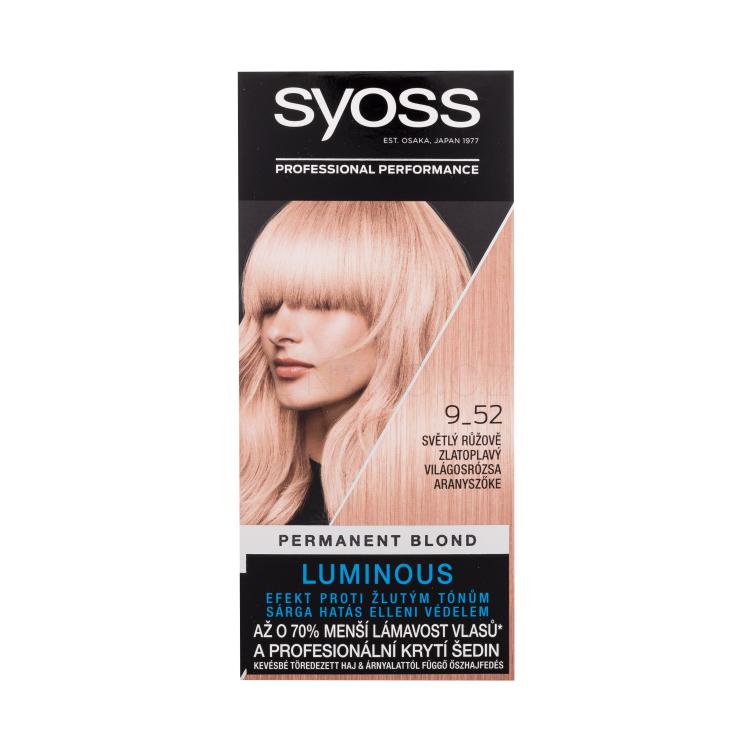 Syoss Permanent Coloration Permanent Blond Barva na vlasy pro ženy 50 ml Odstín 9-52 Light Rose Gold Blond