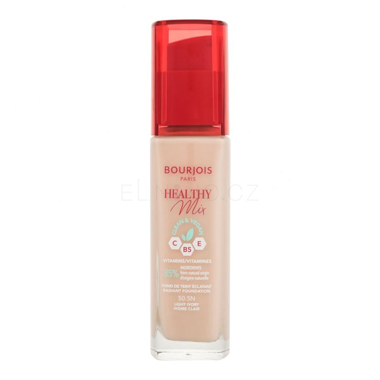 BOURJOIS Paris Healthy Mix Clean &amp; Vegan Radiant Foundation Make-up pro ženy 30 ml Odstín 50,5N Light Ivory