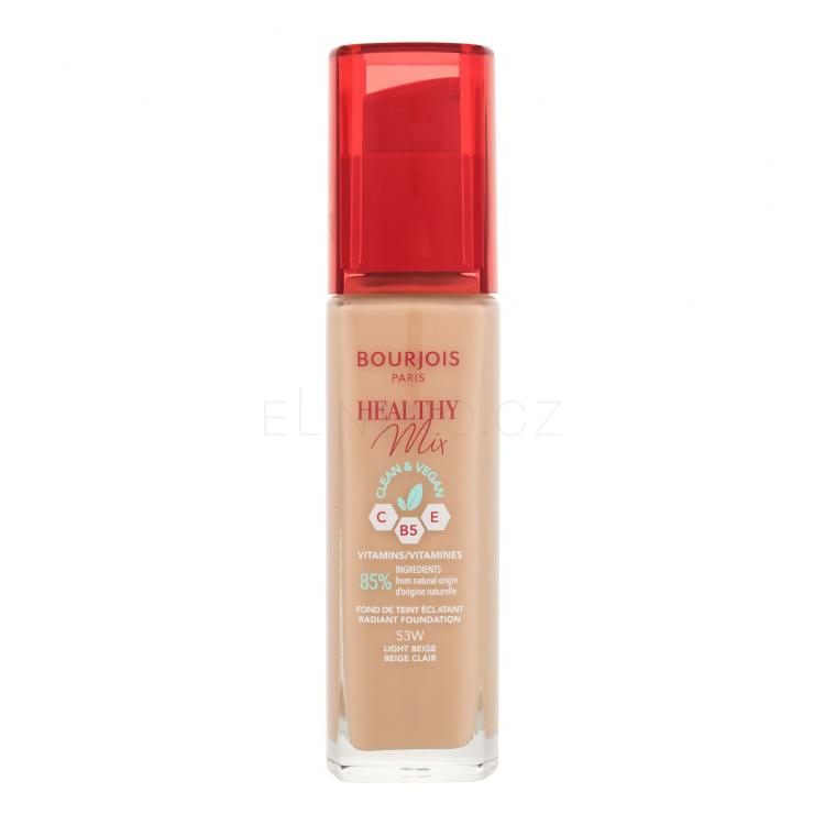 BOURJOIS Paris Healthy Mix Clean &amp; Vegan Radiant Foundation Make-up pro ženy 30 ml Odstín 53W Light Beige