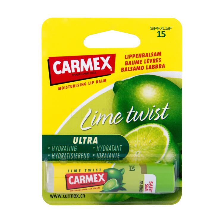 Carmex Ultra Moisturising Lip Balm Lime Twist SPF15 Balzám na rty pro ženy 4,25 g poškozený obal