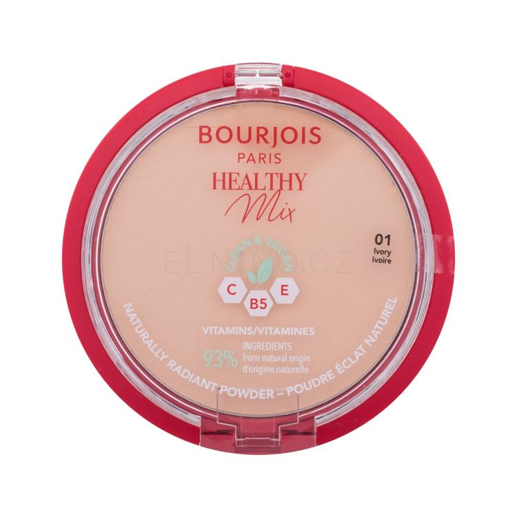 BOURJOIS Paris Healthy Mix Clean &amp; Vegan Naturally Radiant Powder Pudr pro ženy 10 g Odstín 01 Ivory