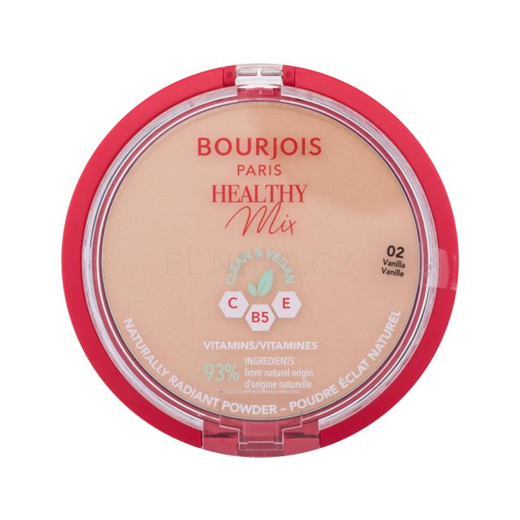 BOURJOIS Paris Healthy Mix Clean &amp; Vegan Naturally Radiant Powder Pudr pro ženy 10 g Odstín 02 Vanilla