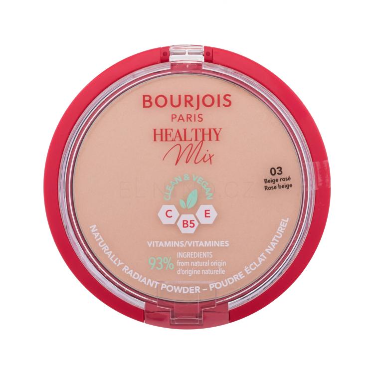 BOURJOIS Paris Healthy Mix Clean &amp; Vegan Naturally Radiant Powder Pudr pro ženy 10 g Odstín 03 Rose Beige