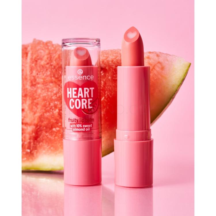 Essence Heart Core Fruity Lip Balm Balzám na rty pro ženy 3 g Odstín 03 Wild Watermelon