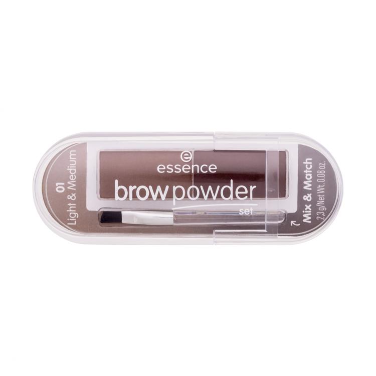 Essence Brow Powder Set Pudr na obočí pro ženy 2,3 g Odstín 01 Light &amp; Medium