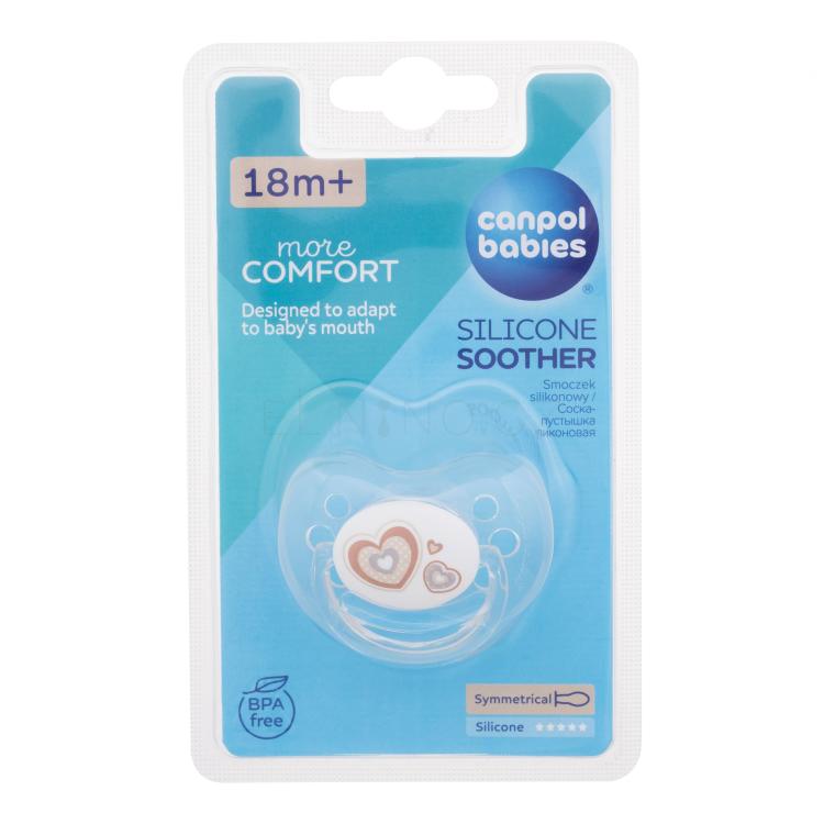 Canpol babies Newborn Baby More Comfort Silicone Soother Hearts 18m+ Dudlík pro děti 1 ks