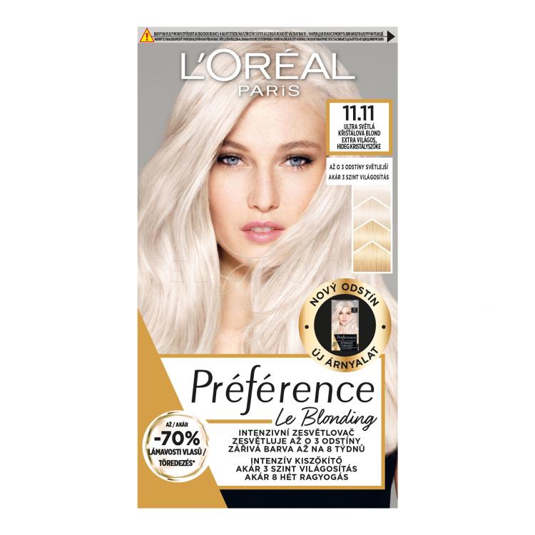 L&#039;Oréal Paris Préférence Le Blonding Barva na vlasy pro ženy 1 ks Odstín 11.11 Ultra Light Cold Crystal Blonde