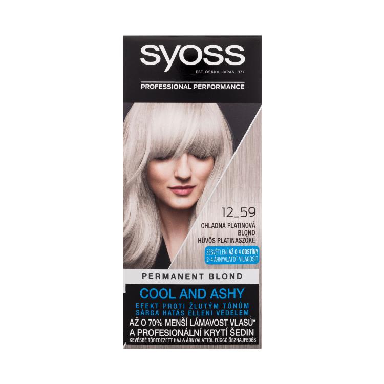 Syoss Permanent Coloration Permanent Blond Barva na vlasy pro ženy 50 ml Odstín 12-59 Cool Platinum Blond poškozená krabička