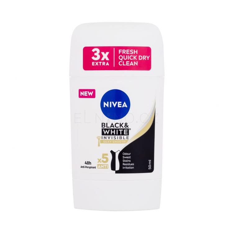 Nivea Black &amp; White Invisible Silky Smooth 48h Antiperspirant pro ženy 50 ml