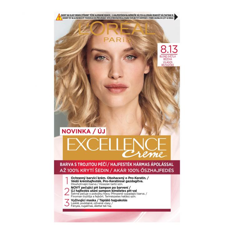 L&#039;Oréal Paris Excellence Creme Triple Protection Barva na vlasy pro ženy 1 ks Odstín 8,13 Blond Light Beige