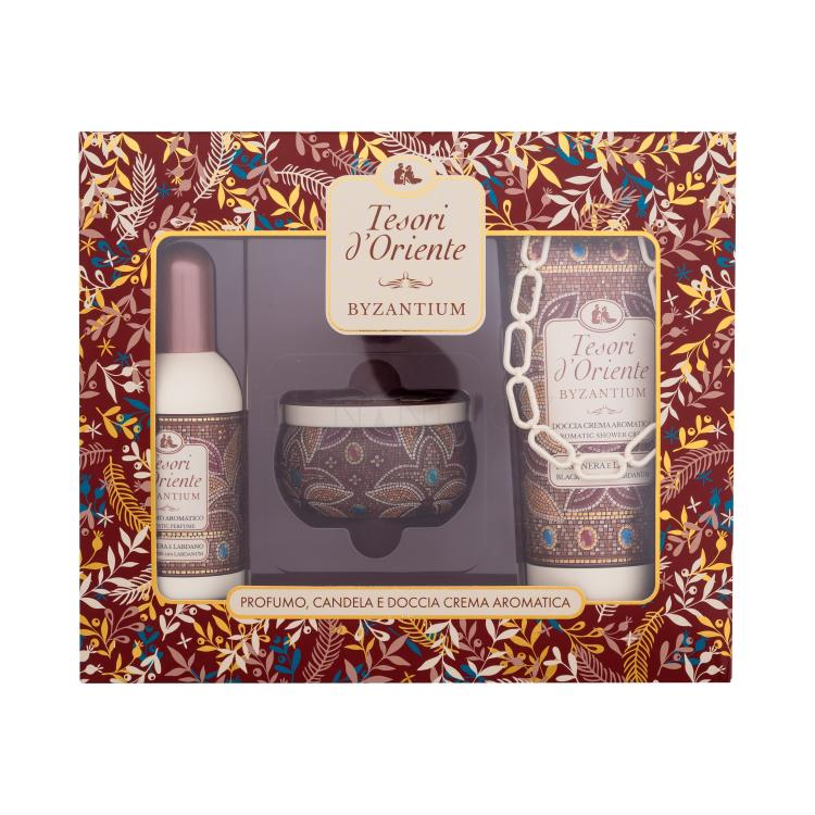 Tesori d´Oriente Byzantium Dárková kazeta parfémovaná voda 100 ml + sprchový gel 250 ml + svíčka 109 g