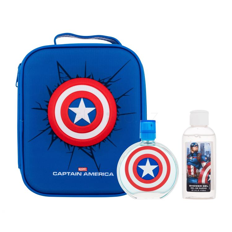 Marvel Captain America Dárková kazeta toaletní voda 100 ml + sprchový gel 100 ml + kosmetická taštička