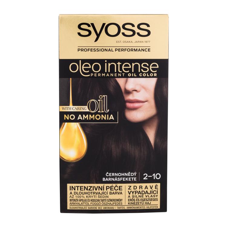 Syoss Oleo Intense Permanent Oil Color Barva na vlasy pro ženy 50 ml Odstín 2-10 Black Brown poškozená krabička