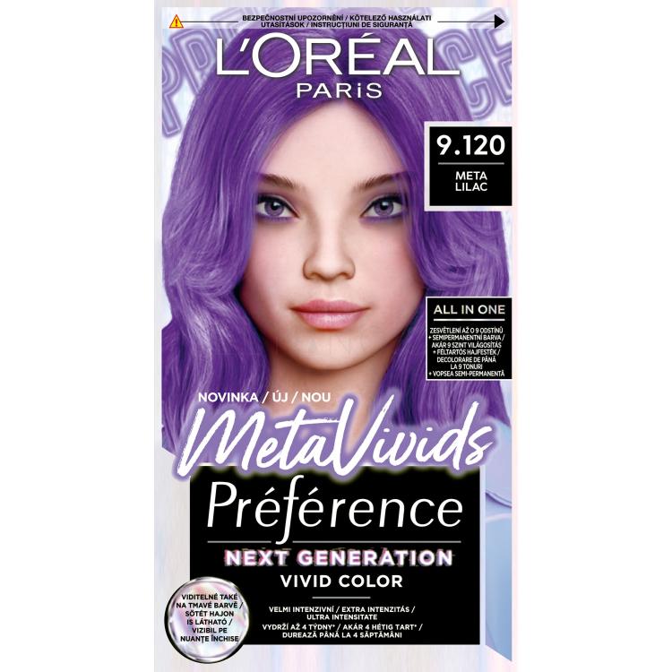 L&#039;Oréal Paris Préférence Meta Vivids Barva na vlasy pro ženy 75 ml Odstín 9.120 Meta Lilac