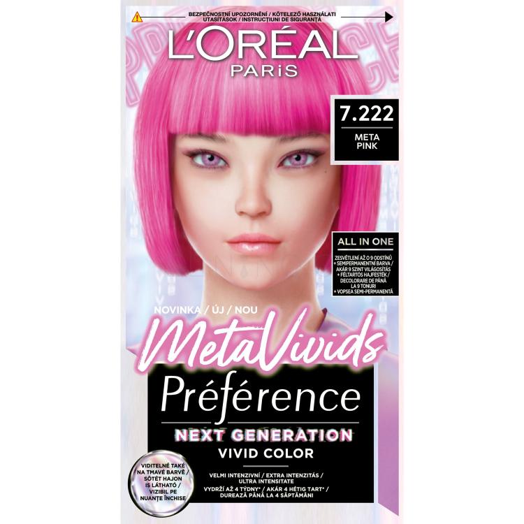L&#039;Oréal Paris Préférence Meta Vivids Barva na vlasy pro ženy 75 ml Odstín 7.222 Meta Pink