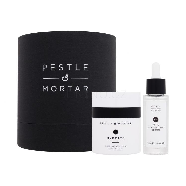 Pestle &amp; Mortar Hydrating Duo Dárková kazeta hydratační pleťový krém Hydrate Lightweight Moisturiser 50 ml + hyaluronové pleťové sérum Pure Hyaluronic Serum 30 ml