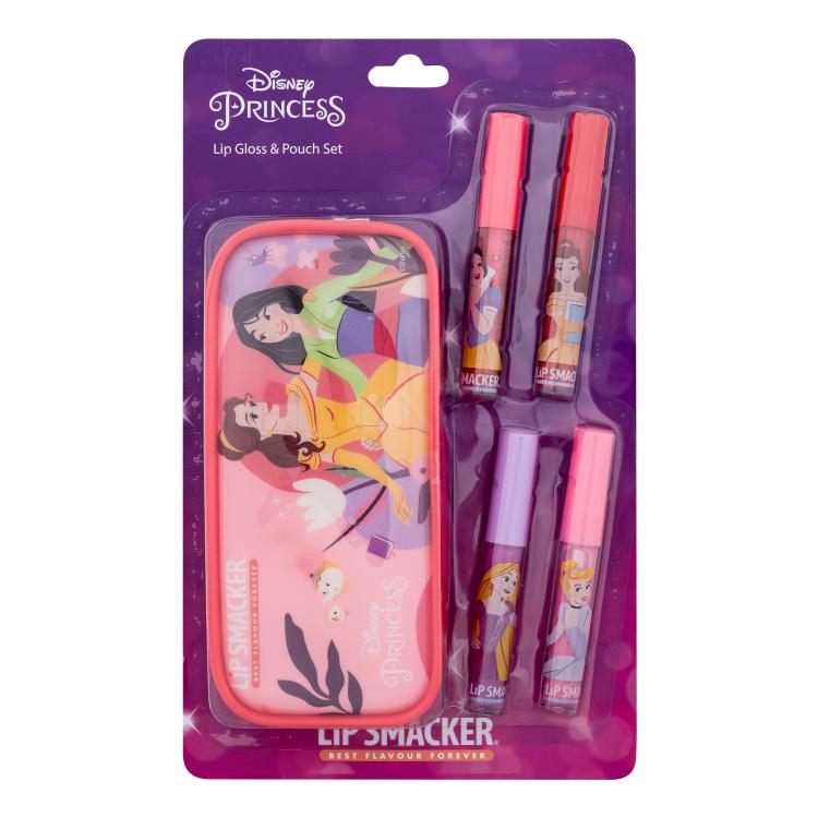 Lip Smacker Disney Princess Lip Gloss &amp; Pouch Set Dárková kazeta lesk na rty 4 x 6 ml + kosmetická taštička