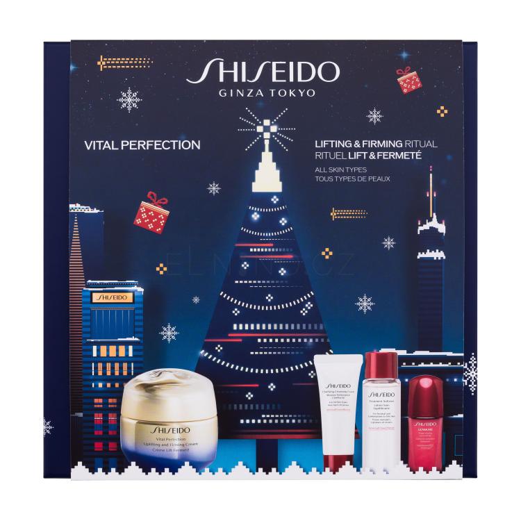 Shiseido Vital Perfection Lifting &amp; Firming Ritual Dárková kazeta denní pleťový krém Vital Perfection 50 ml + čisticí pleťová pěna Clarifying Cleansing Foam 15 ml + pleťové tonikum Treatment Lotion 30 ml + pleťové sérum Ultimune 10 ml