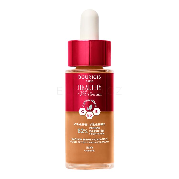 BOURJOIS Paris Healthy Mix Clean &amp; Vegan Serum Foundation Make-up pro ženy 30 ml Odstín 58W Caramel