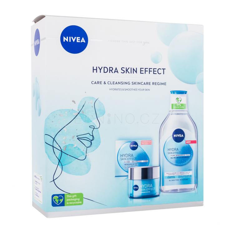 Nivea Hydra Skin Effect Gift Set Dárková kazeta denní pleťový gel Hydra Skin Effect 50 ml + micelární voda Hydra Skin Effect 400 ml poškozená krabička