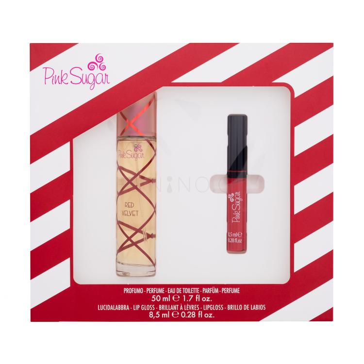 Pink Sugar Red Velvet Dárková kazeta toaletní voda 50 ml + lesk na rty 8,5 ml