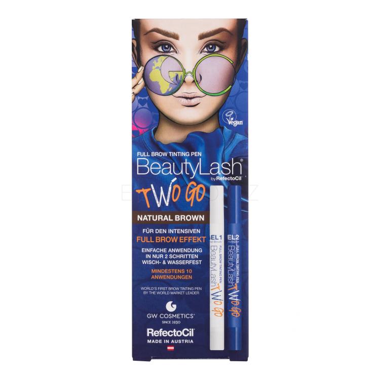 RefectoCil BeautyLash Two Go Tinting Pen Barva na obočí pro ženy Odstín Natural Brown Set