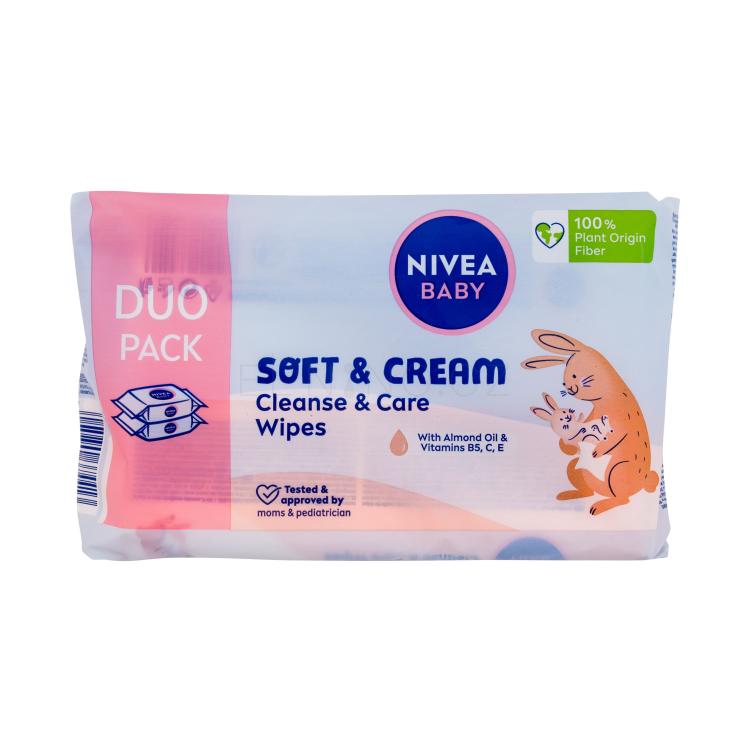 Nivea Baby Soft &amp; Cream Cleanse &amp; Care Wipes Čisticí ubrousky pro děti 2x57 ks