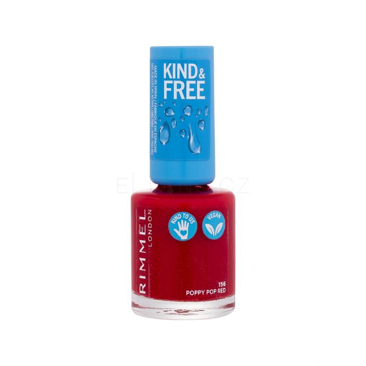 Rimmel London Kind &amp; Free Lak na nehty pro ženy 8 ml Odstín 156 Poppy Pop Red