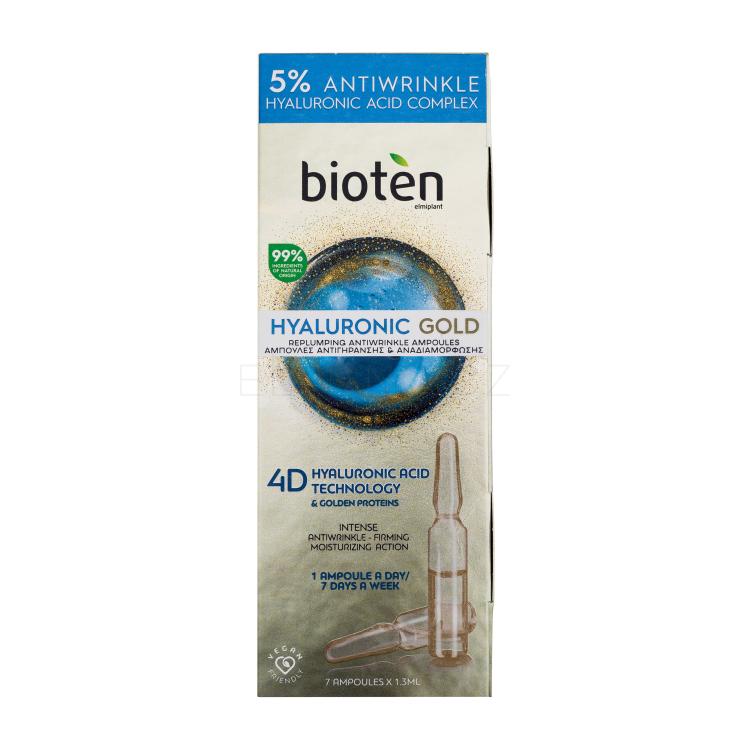 Bioten Hyaluronic Gold Replumping Antiwrinkle Ampoules Pleťové sérum pro ženy 7x1,3 ml poškozená krabička