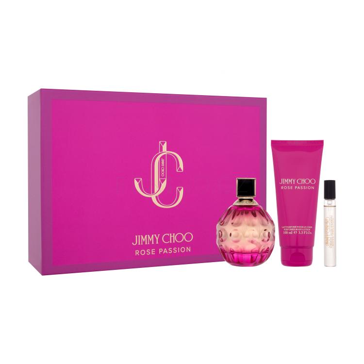 Jimmy Choo Rose Passion Dárková kazeta parfémovaná voda 100 ml + parfémovaná voda 7,5 ml + tělové mléko 100 ml