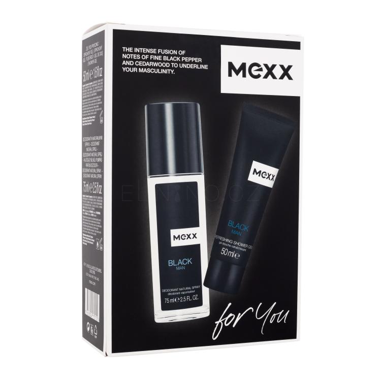 Mexx Black Dárková kazeta deodorant 75 ml + sprchový gel 50 ml poškozená krabička