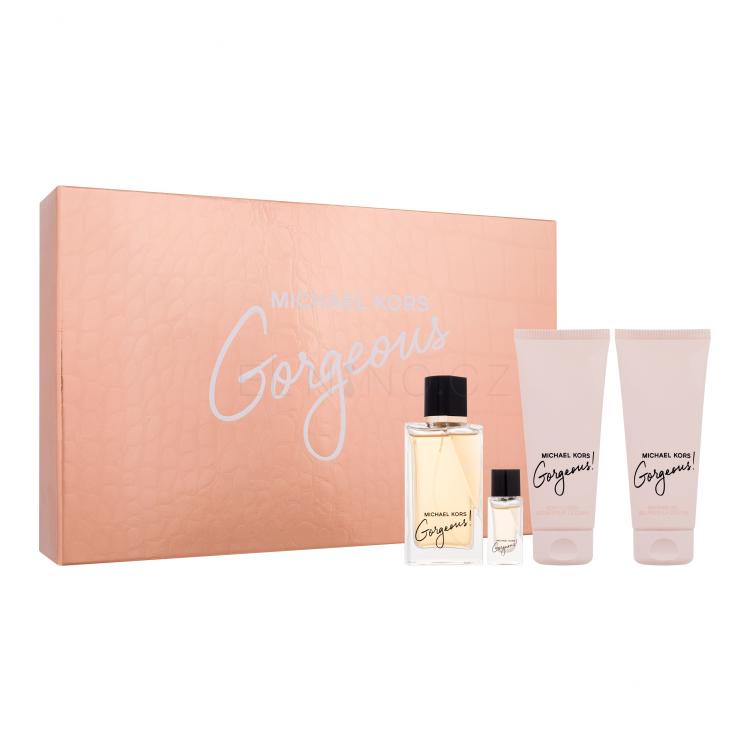 Michael Kors Gorgeous! Dárková kazeta parfémovaná voda 100 ml + parfémovaná voda 5 ml + tělové mléko 100 ml + sprchový gel 100 ml