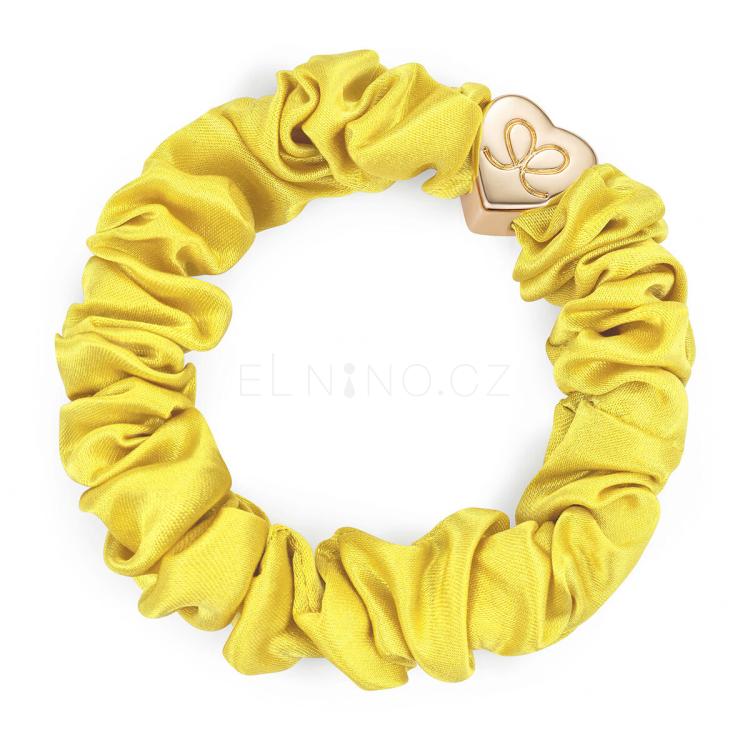 By Eloise London Silk Scrunchie Gold Heart Gumička na vlasy pro ženy 1 ks Odstín Mellow Yellow