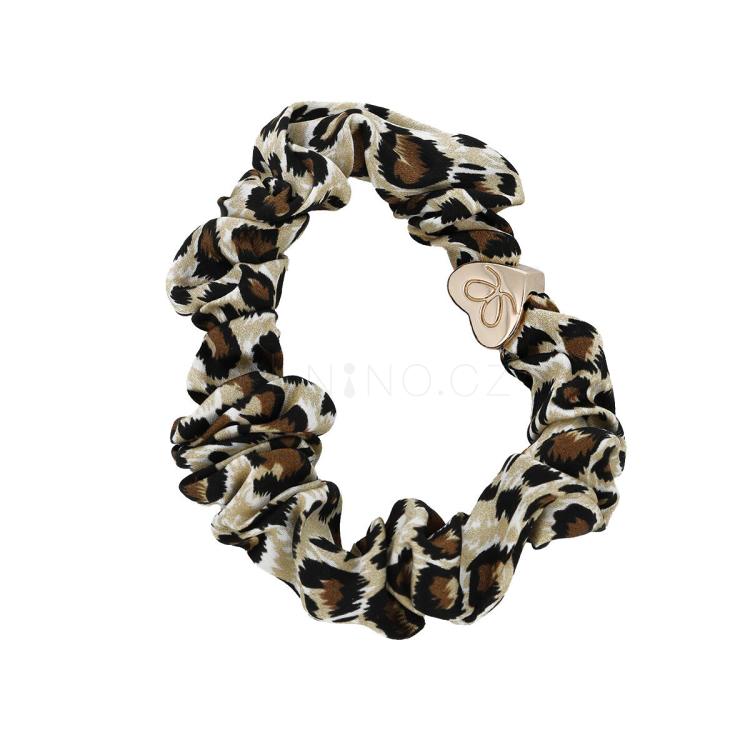By Eloise London Silk Scrunchie Gold Heart Gumička na vlasy pro ženy 1 ks Odstín Leopard