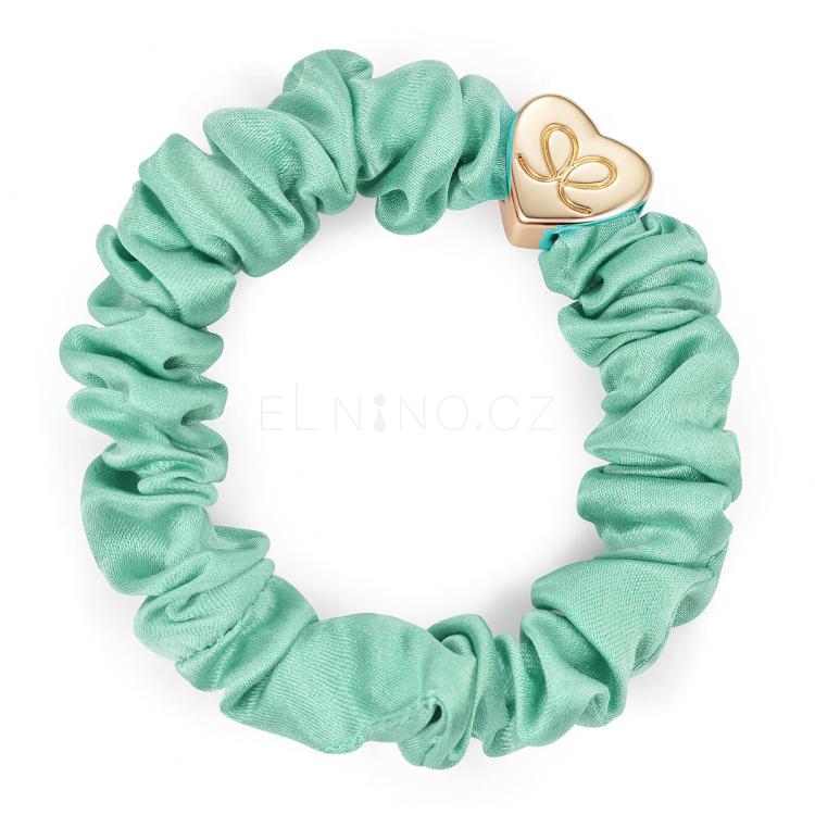 By Eloise London Silk Scrunchie Gold Heart Gumička na vlasy pro ženy 1 ks Odstín Mint