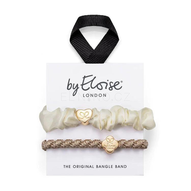 By Eloise London Bangle Set Cream and Gold Gumička na vlasy pro ženy 1 ks