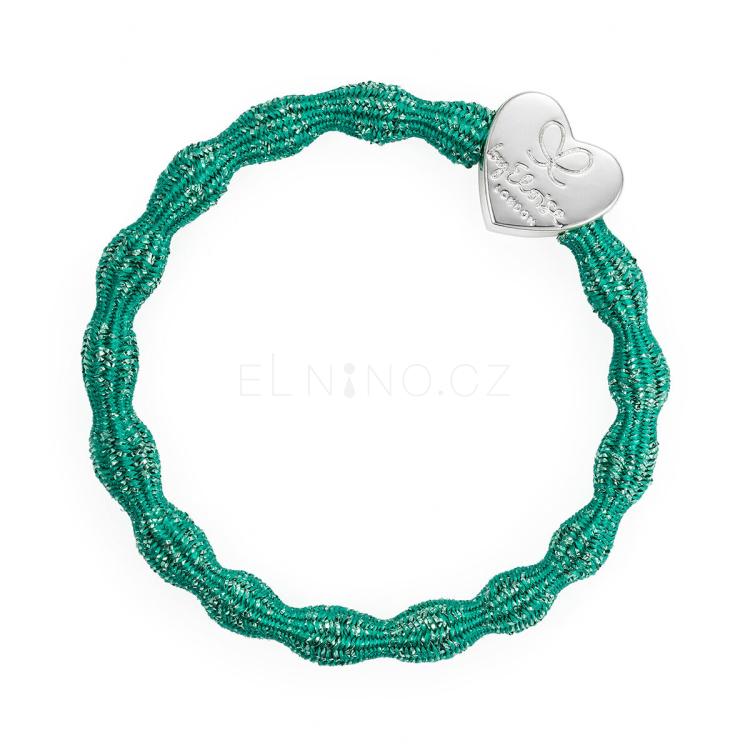 By Eloise London Metallic Silver Heart Gumička na vlasy pro ženy 1 ks Odstín Biscay Green