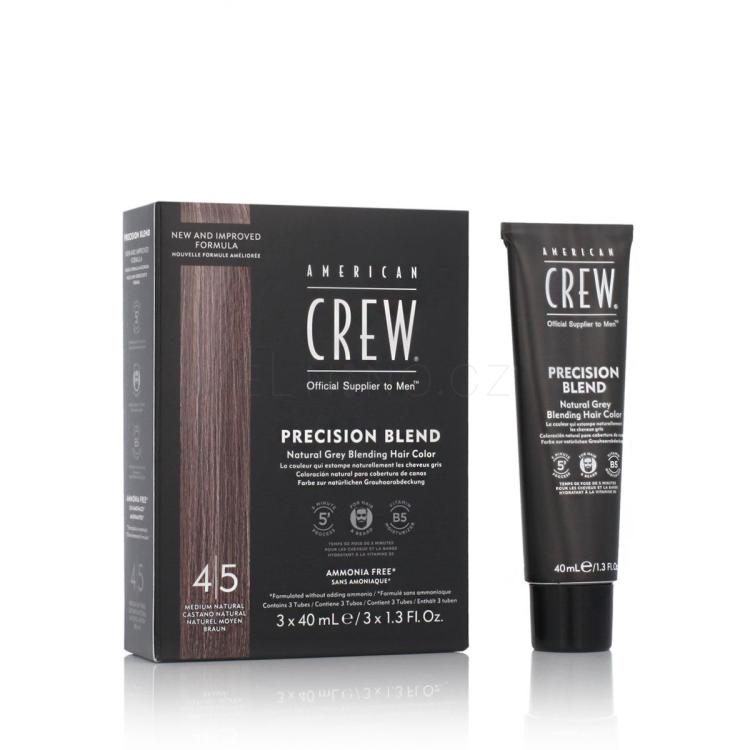 American Crew Precision Blend Natural Grey Blending Hair Color Barva na vlasy pro muže 3x40 ml Odstín 4/5 Medium Natural