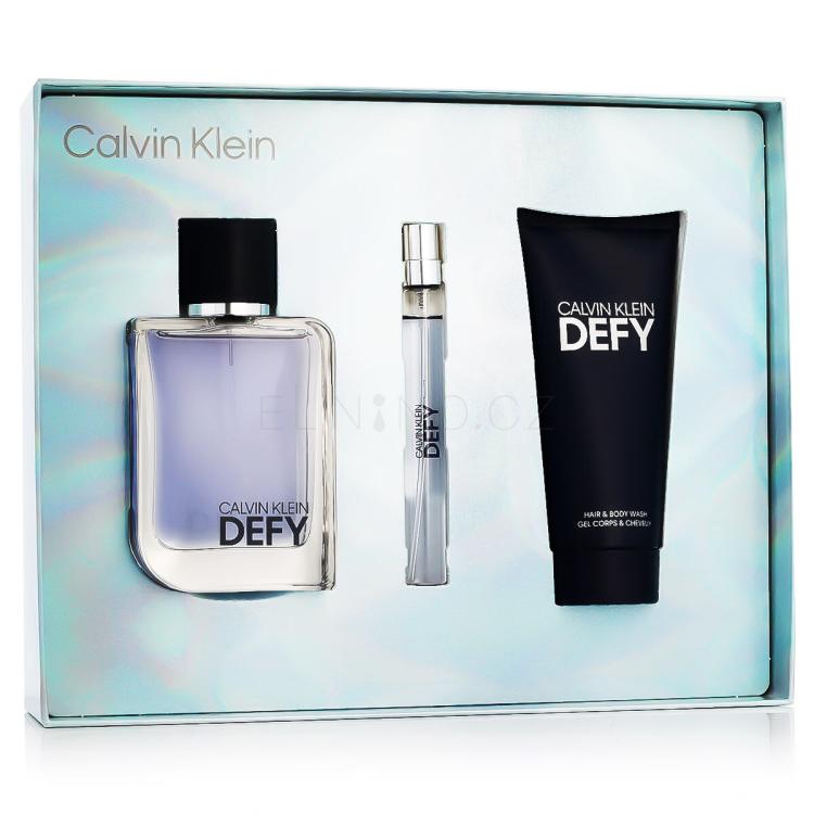 Calvin Klein Defy Dárková kazeta toaletní voda 100 ml + sprchový gel 100 ml + toaletní voda 10 ml