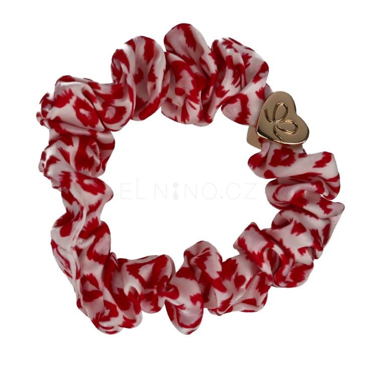 By Eloise London Silk Scrunchie Gold Heart Gumička na vlasy pro ženy 1 ks Odstín Red Leopard